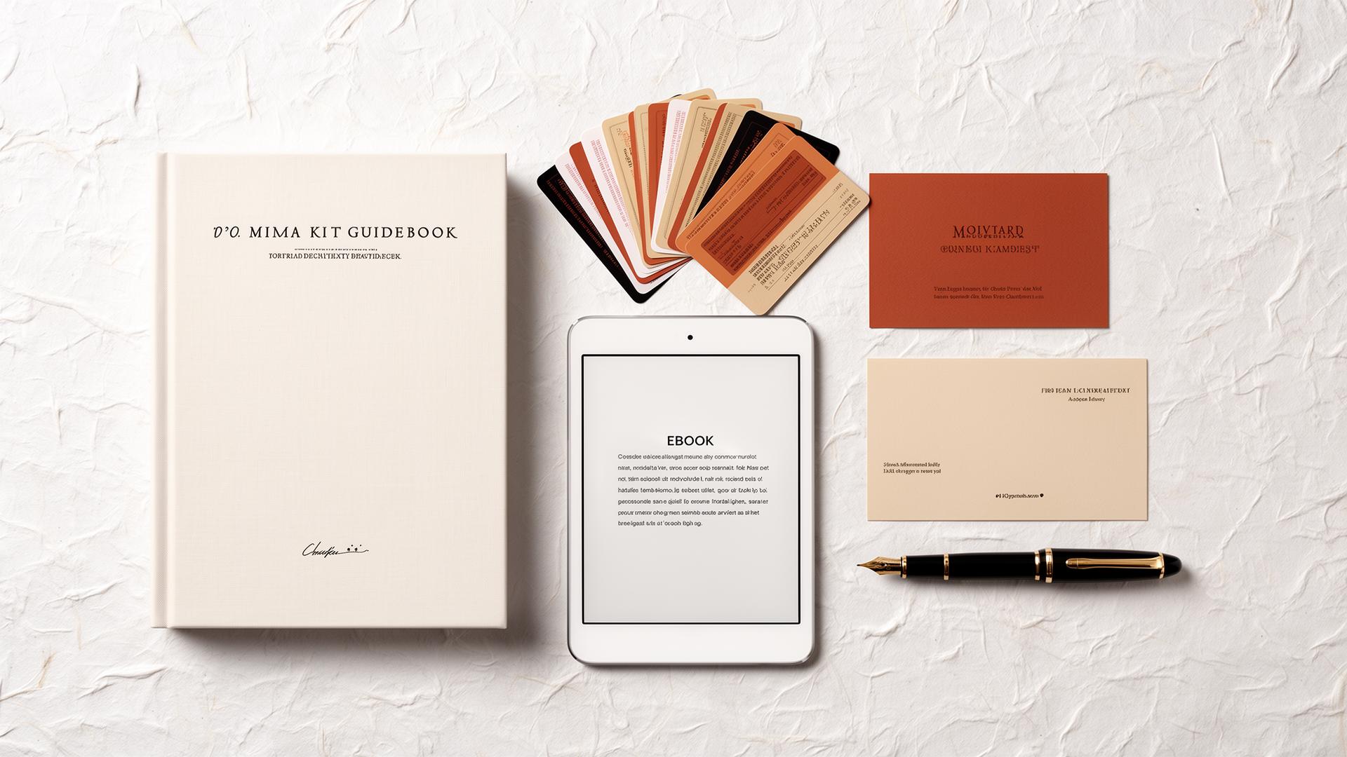 Editions — livros, baralho e caneta sobre linho